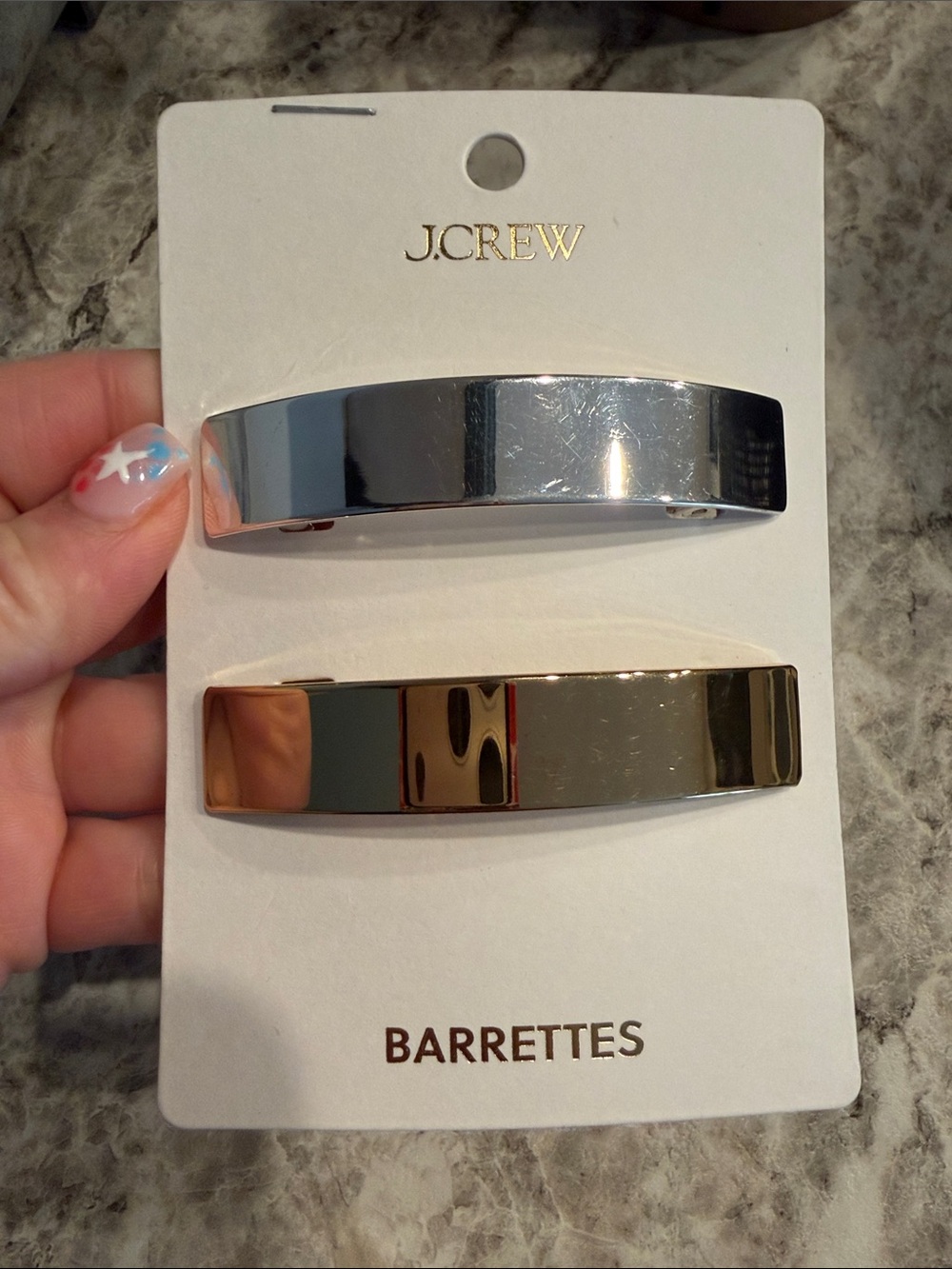 J. Crew Metallic Rectangle Barrettes in Silver and Gold Tones